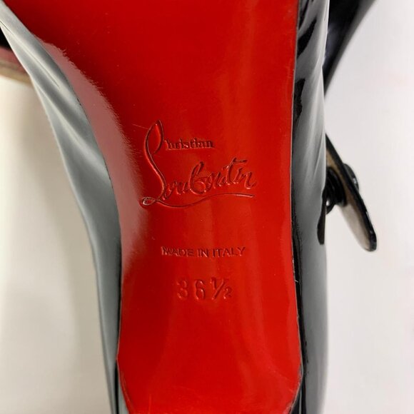 Christian Louboutin Black Patent Mary Jane Peep-Toe Heels – Size 36.5 - Picture 7 of 8